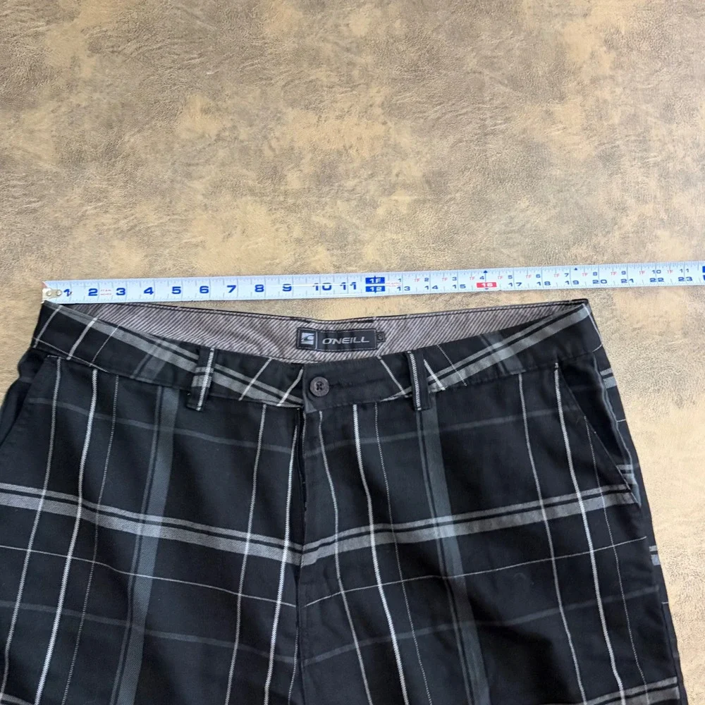 O'Neill Shorts Mens 40 Black Warren Plaid Hybrid Casual Checkered 10